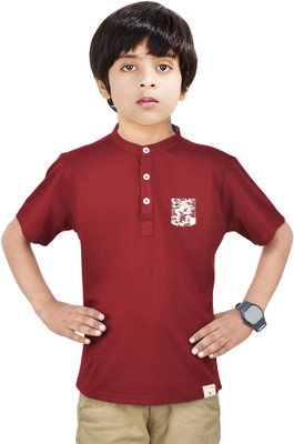 MADE IN THE SHADE Boys Solid Straight Kurta(Maroon)