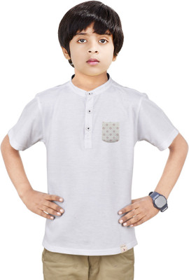 MADE IN THE SHADE Boys Solid Straight Kurta(White)