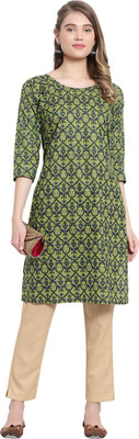 Pratiroop Fashion Women Printed Straight Kurta(Green)