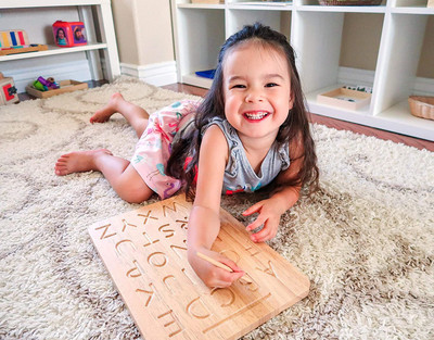 SHALAFI Alphabet Tracing Board AtoZ Letter Educational Slate Writing Learning Board Game(Beige)