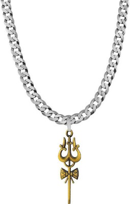 ANVIKA Trending Men's Silver Plated Chain With Trishakti Locket Shiva Trishul Metal Chain