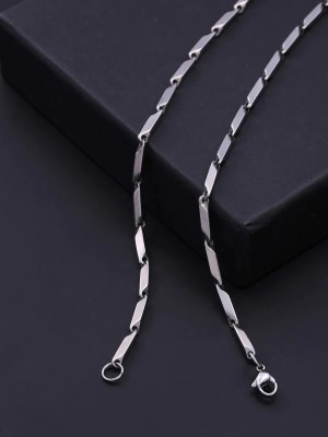 R JEWELS Stainless Steel Silver Chain Necklace for Men and Boys (Silver) Sterling Silver Plated Stainless Steel Chain