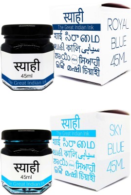 Syahi - The Great Indian Ink - Fountain, Calligraphy, Dip pen, v7 v5 Trimax ink Ink Bottle(Pack of 2, Royal Blue, Sky Blue)