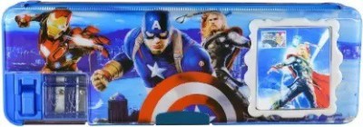 Celebrino Avengers Print With Dual Sharpener Art Plastic Art Plastic Pencil Box(Set of 1, Blue)