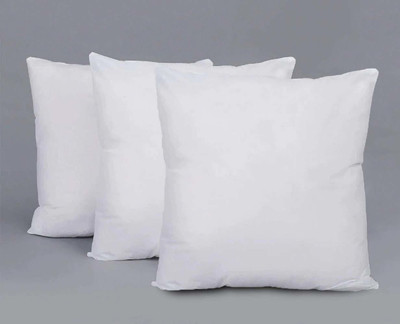 MeeFactory Microfibre Cushion Pack of 3 Solid Microfiber Square Cushion Pillow Fillers Inserts For Bed, Sofa(White)