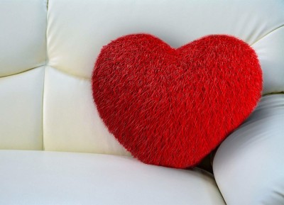 kioni Heart Fur Cushion Pillow For Home Decor, Sofa, Kids, Girls, Car, 16 x 16 Inch Microfibre Solid Cushion Pack of 1(Red)