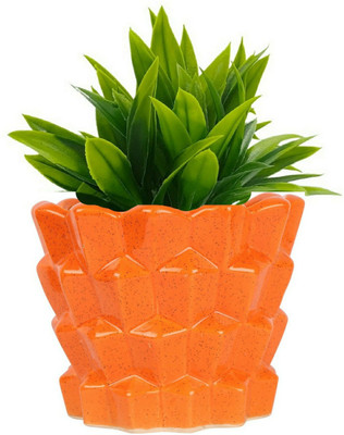 Luminescence Enterprises Planter, Orange Color, Pack Of 1 Plant Container Set(Ceramic)