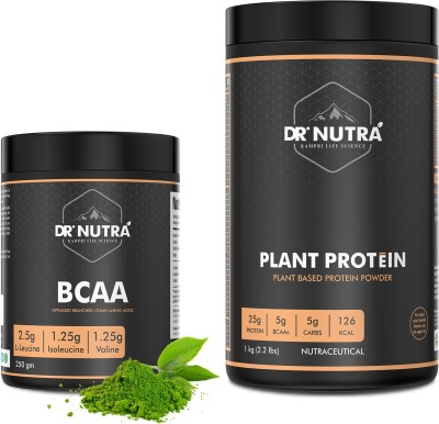 Dr.Nutra COMBO PACK BCAA Powder(250gm,Green tea) & Plant Protein Powder (1kg,Chocolate) Plant-Based Protein(1.25 kg, green tea & Chocolate)