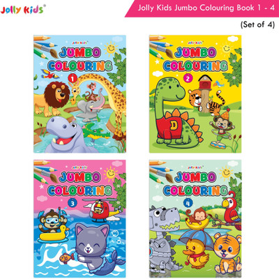 Jolly Kids Jumbo Colouring Books For Kids Set Of 4|130 Fun Learnig Images Per Colour Book| Ages 3 - 7 Year(Paperback, Jolly Kids)