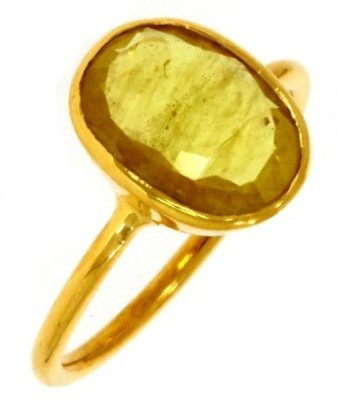 Jaipur Gemstone Jaipur Gemstone Natural & Genuine Yellow Sapphire Ring For Women Copper Sapphire Gold Plated Ring