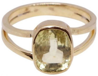 RATAN BAZAAR Ratan Bazaar Yellow Sapphire Gemstone Ring For Man and Women Copper Sapphire Gold Plated Ring