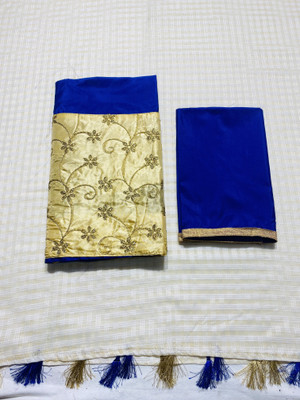 kamdar Woven Mekhela Chador Cotton Blend Saree(Blue)