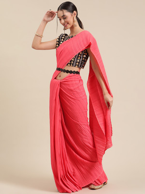 Ratnavati Solid/Plain Bollywood Georgette Saree(Pink)