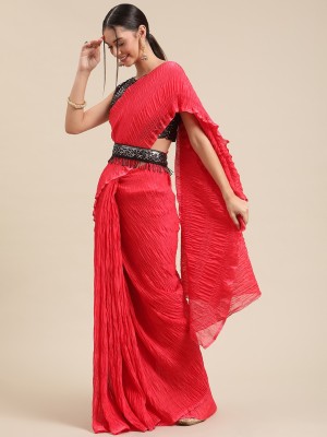 Ratnavati Self Design Bollywood Georgette Saree(Red)