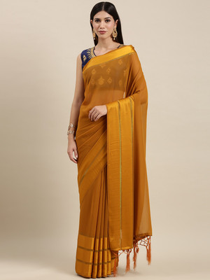 Ratnavati Solid/Plain Bollywood Georgette Saree(Mustard)
