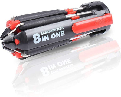 Schmick 8 in 1 Multi-Function Screwdriver Kit with LED Portable Torch Tools Long Handle Screwdriver Set(Pack of 1)