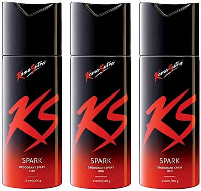 KS spark Deodorant Spray  -  For Men(450 ml, Pack of 3)