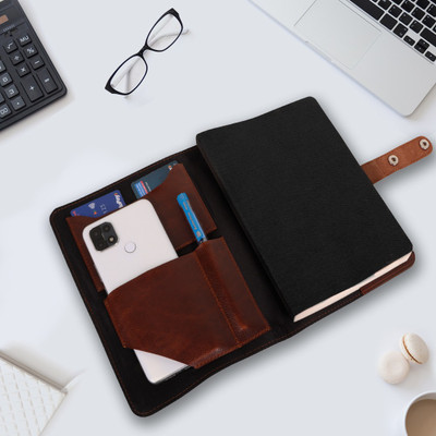 Advait Incorporation Notebook Sleeve with A5 Diary For Office Mobile & Card Holder |Stylish & Durable A5 Diary Yes 100 Pages(Black, Brown)
