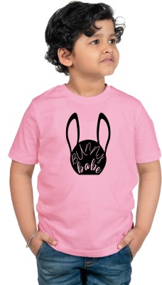 CHOMBOOKA Boys Graphic Print Pure Cotton Regular T Shirt(Pink, Pack of 1)