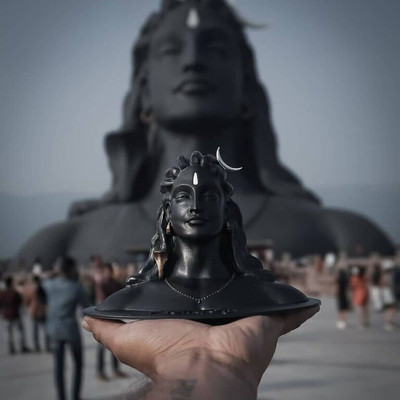 Unique Creations Adiyogi Shiva Statue for Car Dashboard, Mahadev Murti/Idol 11 cm Religious Idol & Figurine(Polyresin, Black)