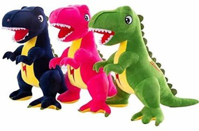 tgr cute stuffed soft toy dinosaur combo pack for kids  - 45 mm(Multicolor)