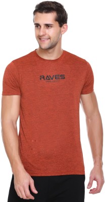 RF Raves Printed Men Round Neck Orange T-Shirt