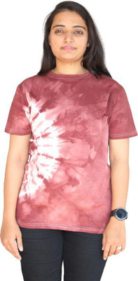 Thehell Self Design Women Round Neck Blue T-Shirt