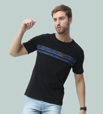 Reya Printed Men Round Neck Blue T-Shirt