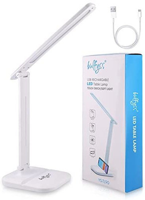 Bulfyss USB Rechargeable LED Desk Lamp Dimmable Foldable Touch Control 3 Lighting Modes Study Lamp(8 cm, White)