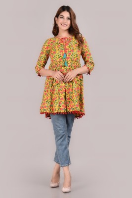 DESI ART Casual Printed Women Yellow Top