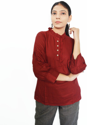 RBD Casual Solid Women Maroon Top