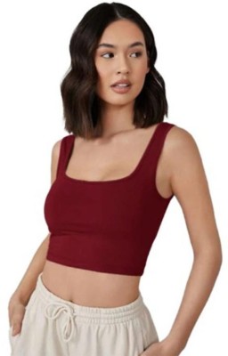 A4S Casual Solid Women Maroon Top