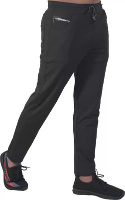 RKM STORE Solid Men Black Track Pants