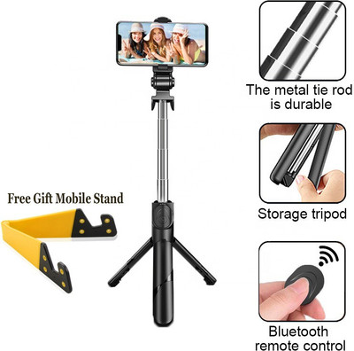 POZUB Multifunctional Remote Selfie stick stand Bluetooth Selfie Mobile Holder Gimbal Tripod, Monopod Kit, Monopod, Tripod Ball Head, Tripod Clamp, Tripod Bracket, Tripod Kit(Black, Supports Up to 600 g)