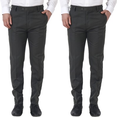 Maleno Slim Fit Men Grey Trousers