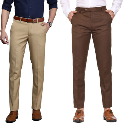 Maleno Slim Fit Men Khaki, Brown Trousers