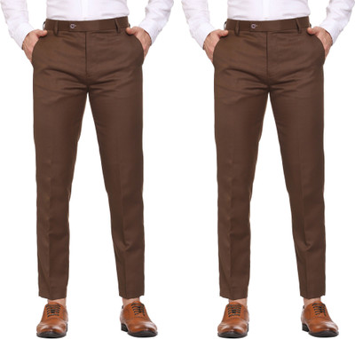Maleno Slim Fit Men Brown Trousers