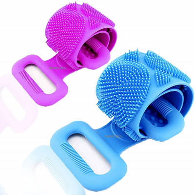 MORVIKA 2 Pcs Body Bath Brush Double Side Rubber Scrubber Belt Long Cleaning Belt