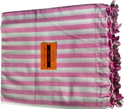 EthnicAlive Striped Single Top Sheet for  AC Room(Silk, White)