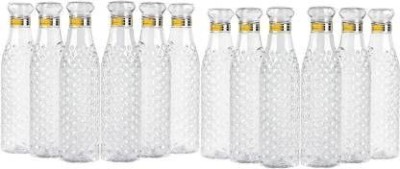 ELEGIOUS Crystal Clear Water Bottle for Fridge, for Home Office Gym School Boy 1000 ml Bottle(Pack of 12, White, PET)