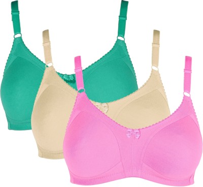 TEENY BOPPER Pretty Me Cotton B Cup Women T-Shirt Non Padded Bra(Pink, Beige, Green)