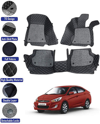MATIES Leatherite 7D Mat For  Hyundai Verna(Black)