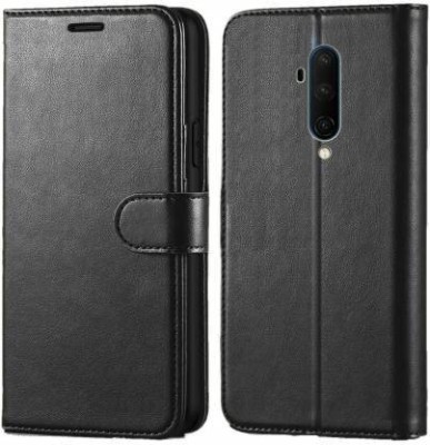 GoPerfect Flip Cover for One Plus 7T Pro |Leather Finish Flip Cover|Inbuilt Stand & Inside Pockets(Black, Magnetic Case, Pack of: 1)