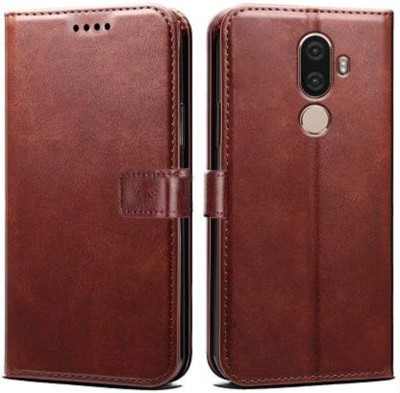 Luxury Counter Flip Cover for Lenovo K8 Note Premium Quality |Dual Stiched |Complete Protection| Back Cover(Brown, Dual Protection, Pack of: 1)