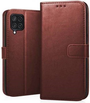 GoPerfect Flip Cover for Samsung Galaxy F22 | Flip Cover| Leather Card Slots| Pouch with Viewing Stand(Brown, Grip Case, Pack of: 1)