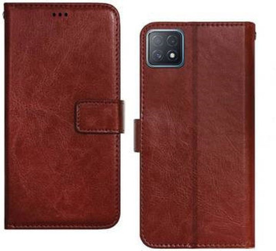 GoPerfect Flip Cover for Oppo A72 5G | Flip Cover| Leather Card Slots| Pouch with Viewing Stand(Brown, Grip Case, Pack of: 1)
