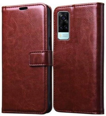 Luxury Counter Flip Cover for Vivo Y51 2016 Old Edition Premium Quality |Dual Stiched |Complete Protection| Back Cover(Brown, Dual Protection, Pack of: 1)