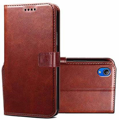 GoPerfect Flip Cover for Vivo Y91i Vivo Y90 | Flip Cover| Leather Card Slots| Pouch with Viewing Stand(Brown, Grip Case, Pack of: 1)