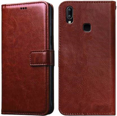 GoPerfect Flip Cover for Vivo Y93, Vivo Y95, Vivo Y91 | Flip Cover| Leather Card Slots| Pouch with Viewing Stand(Brown, Grip Case, Pack of: 1)
