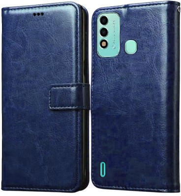Luxury Counter Flip Cover for Itel Vision 2s Premium Quality |Dual Stiched |Complete Protection| Back Cover(Blue, Magnetic Case, Pack of: 1)
